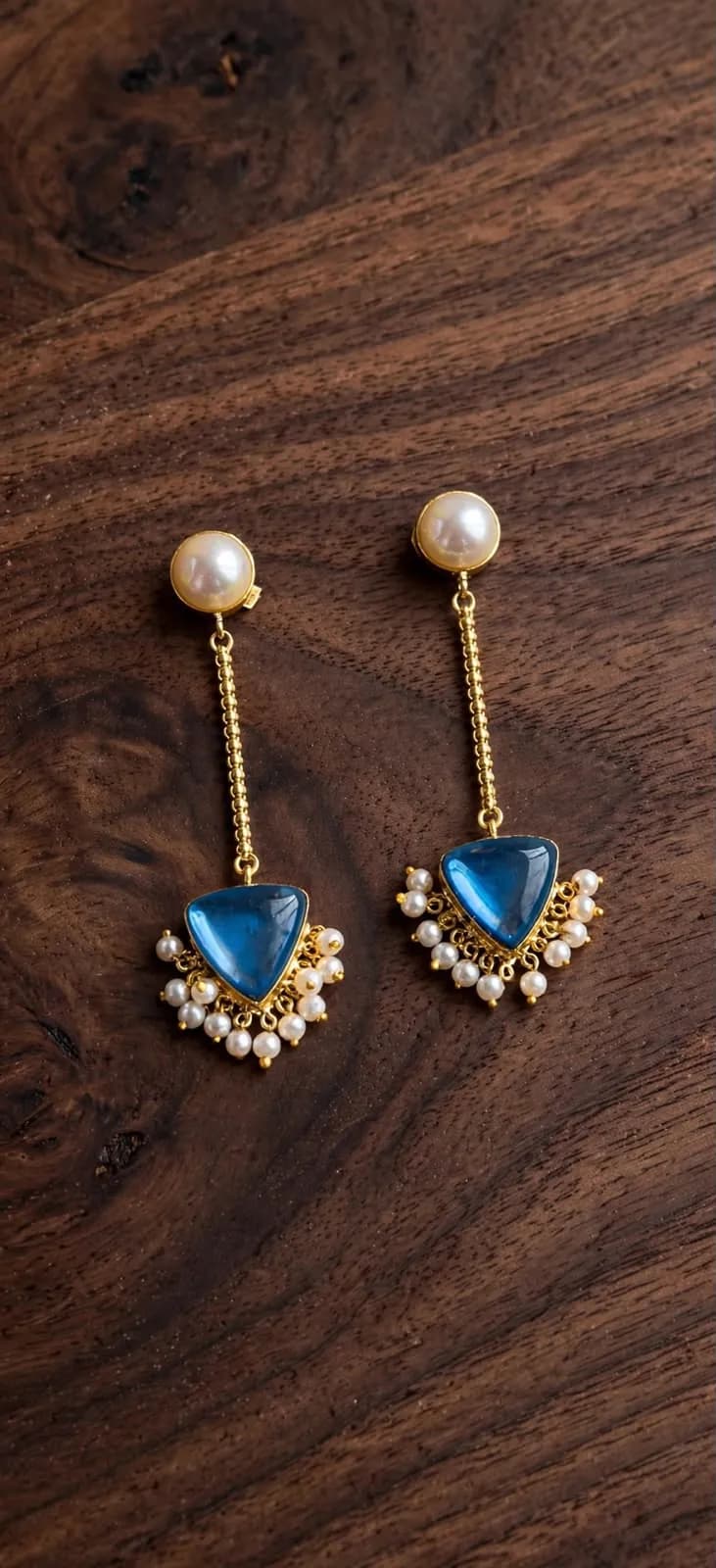 Triangle Pearl Drops – Ocean Blue