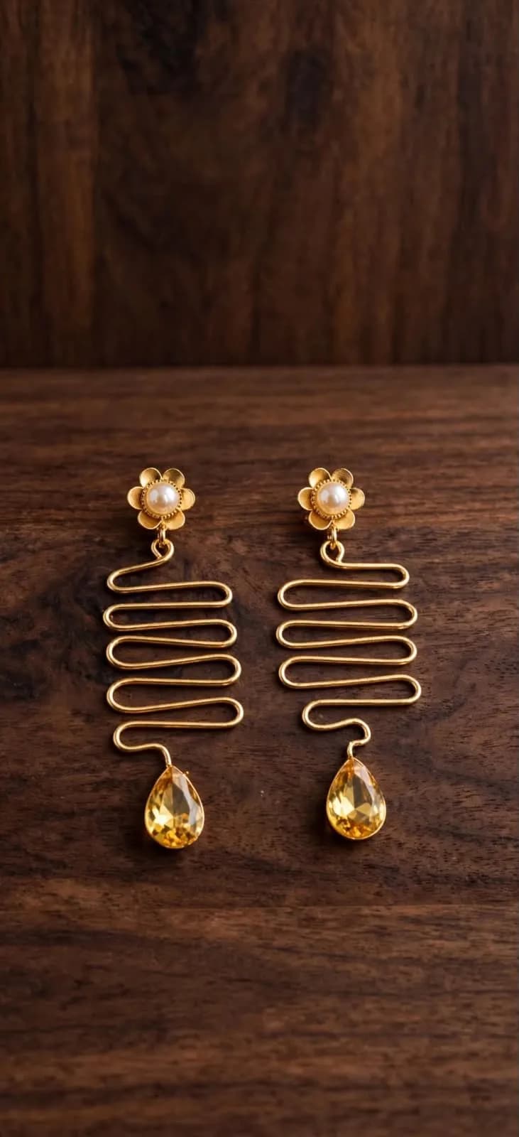 Citrine Spiral Drop Earrings – Yellow