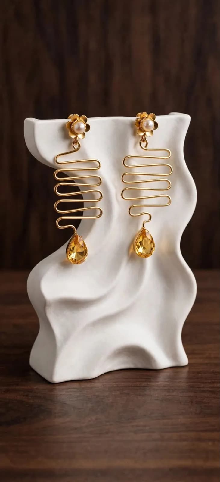 Citrine Spiral Drop Earrings – Yellow