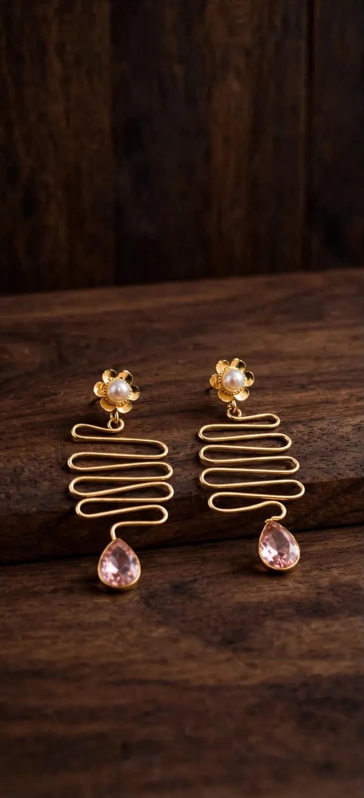 Rose Spiral Drop Earrings – Pink