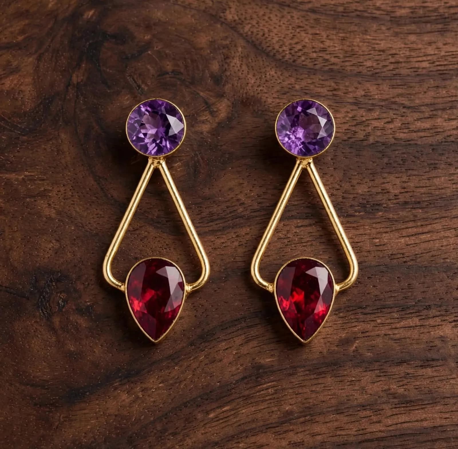 Glora Purple Ruby Swing Drops — Amethyst & Ruby
