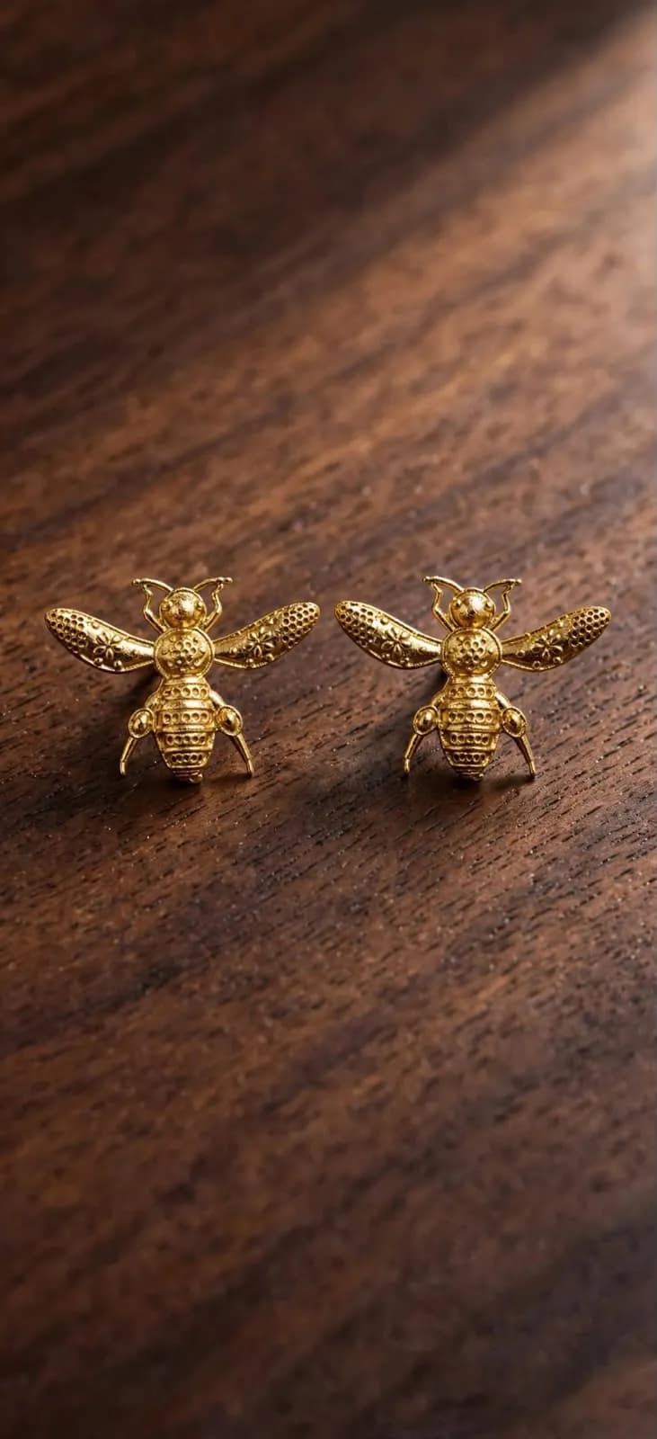 Golden Honey Bee Stud Earrings