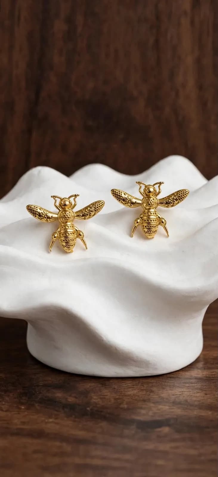 Golden Honey Bee Stud Earrings