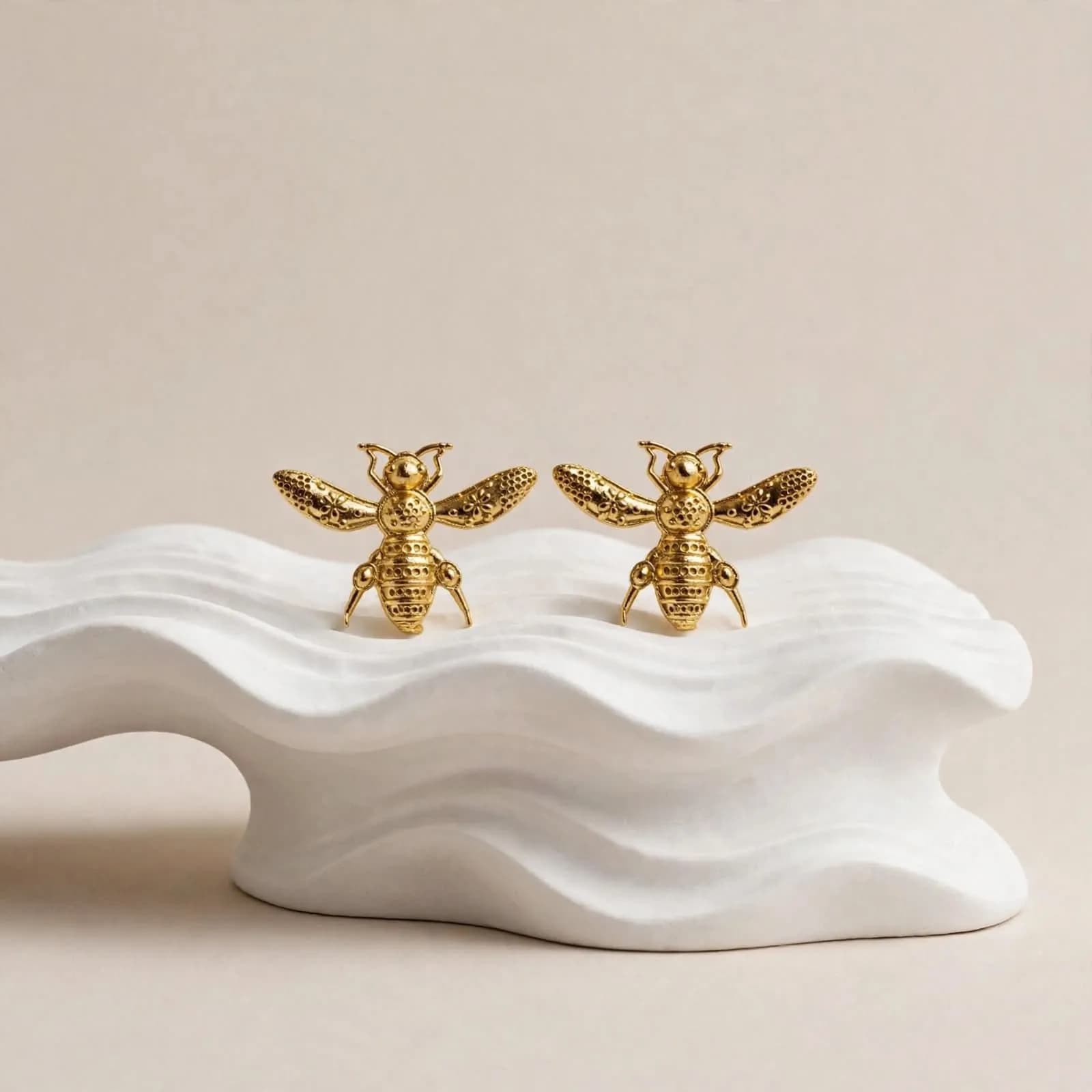 Golden Honey Bee Stud Earrings