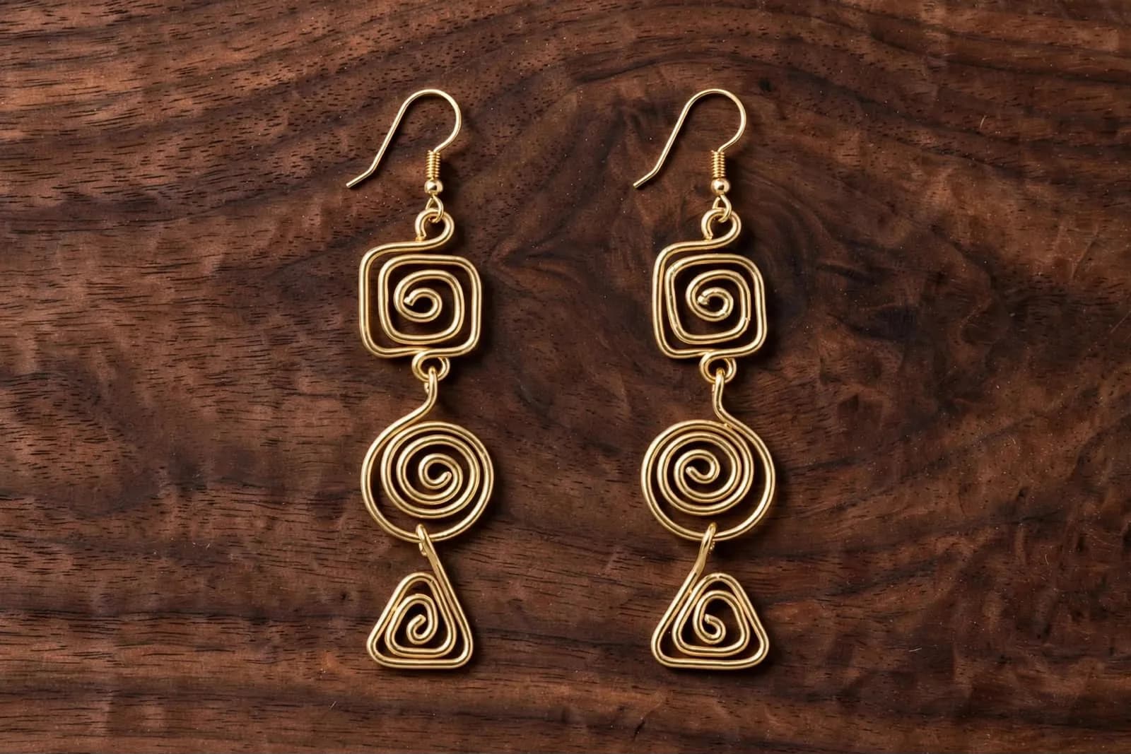 Triple Spiral Drop Earrings