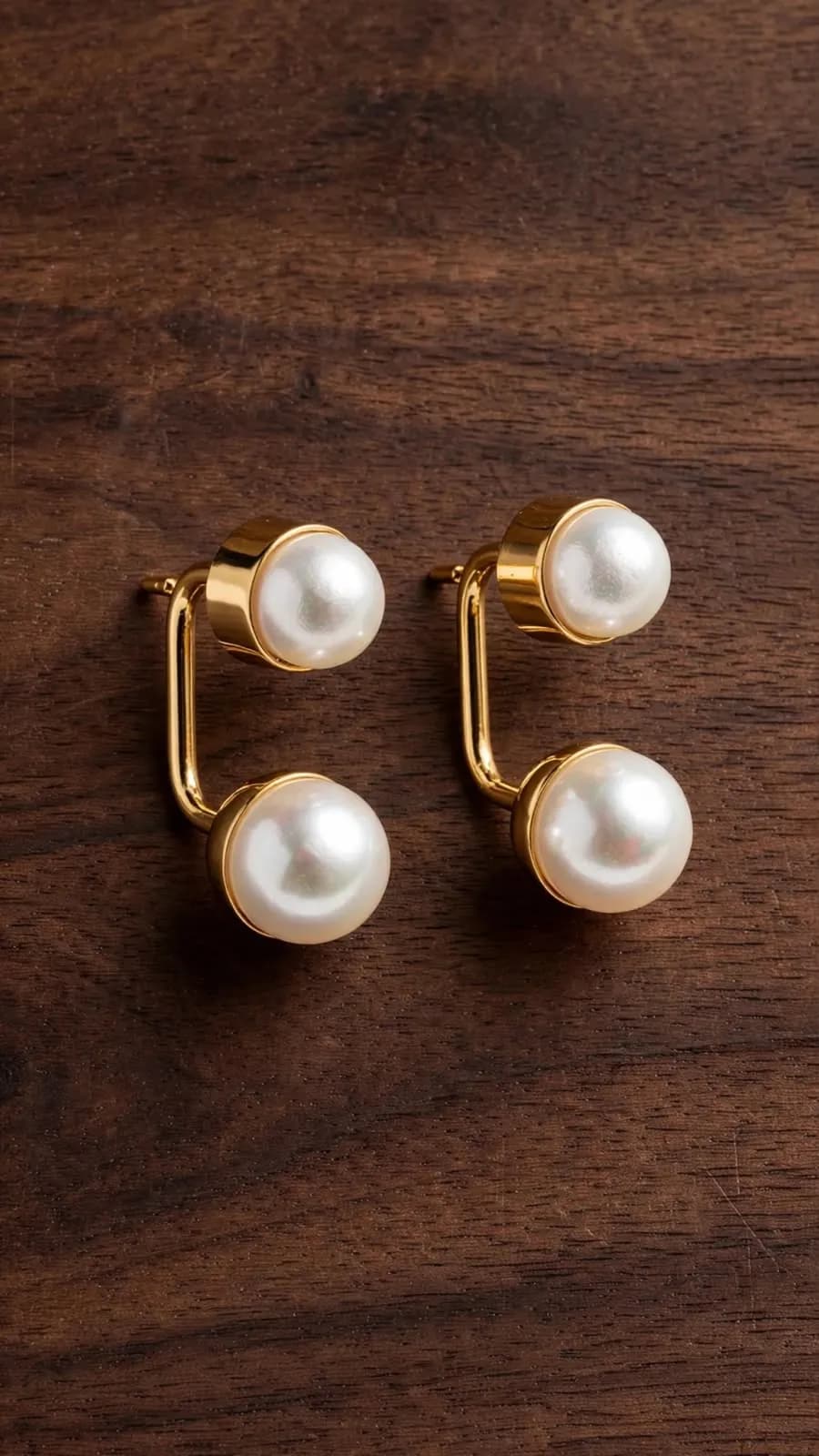 Double Pearl J-Hoop Earrings
