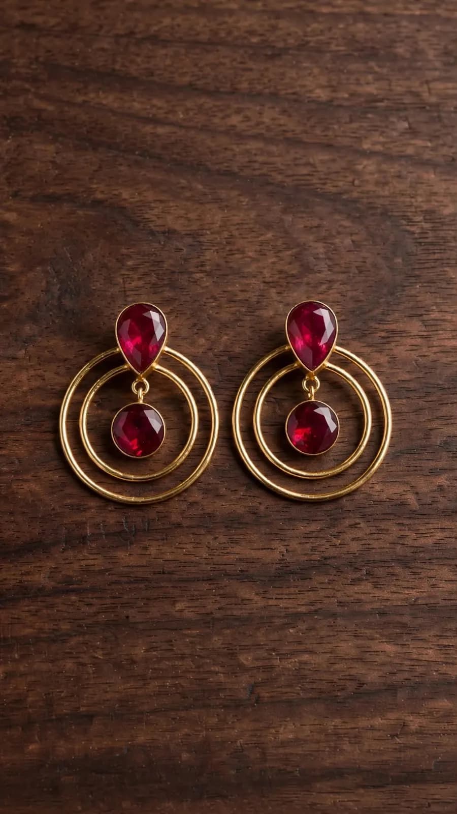 Aura Double Circle Orbit Earrings – Ruby Red