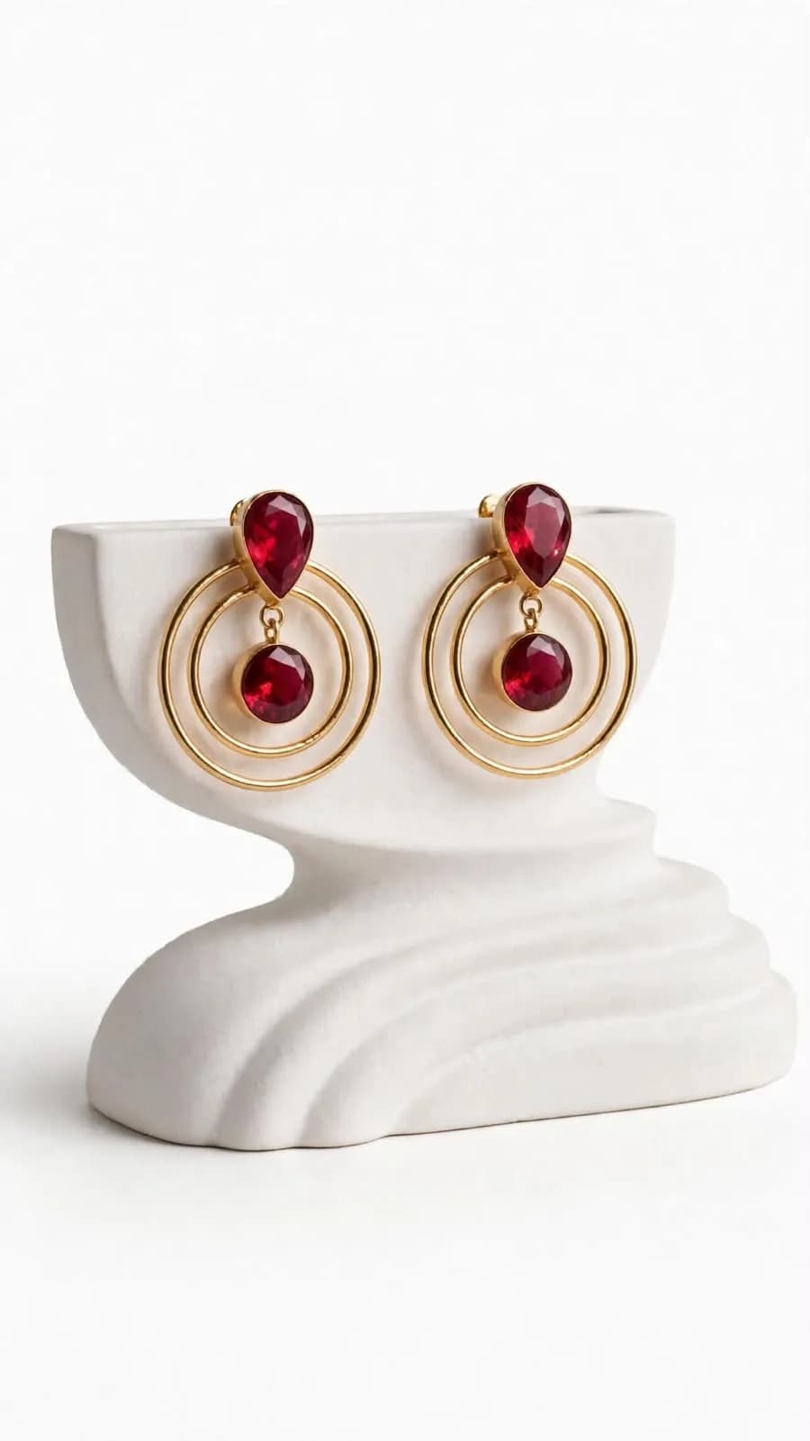 Aura Double Circle Orbit Earrings – Ruby Red