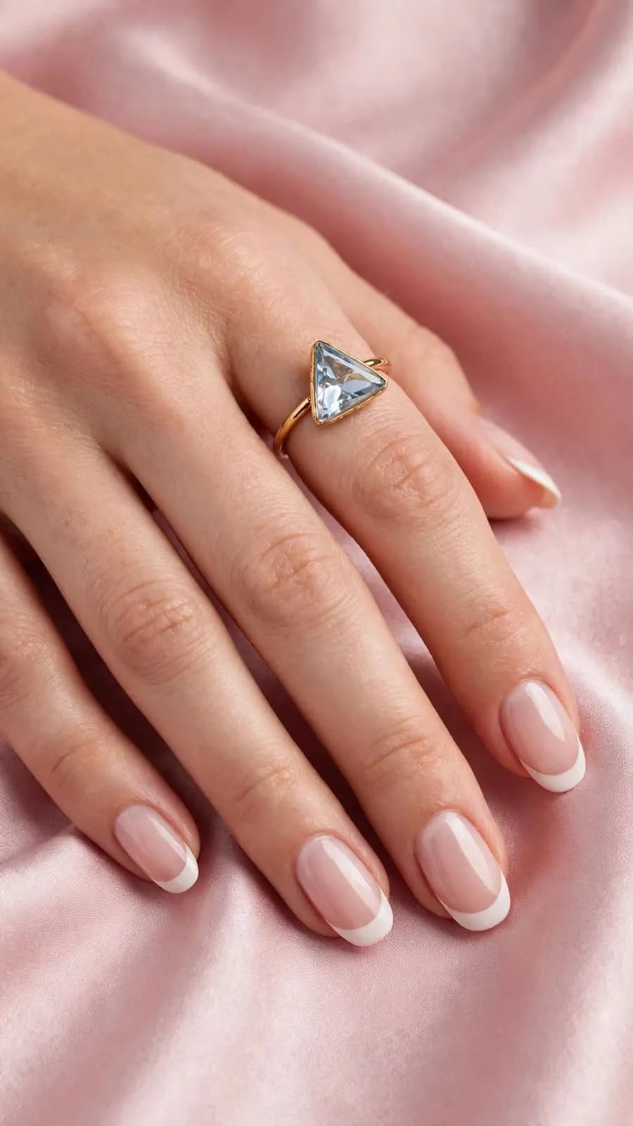 Triangle Crystal Ring – Light Blue