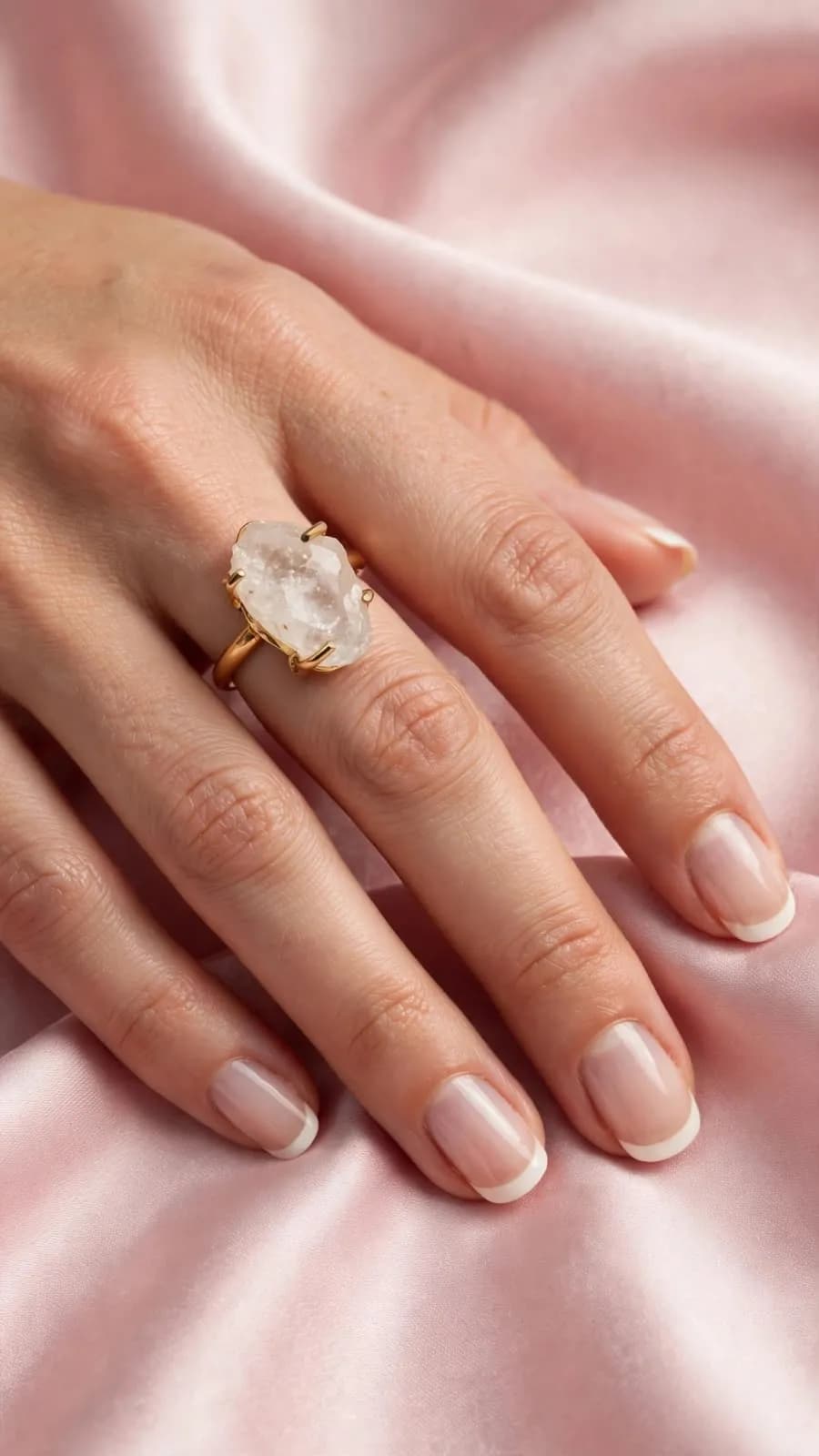 White Clear Raw Crystal Ring