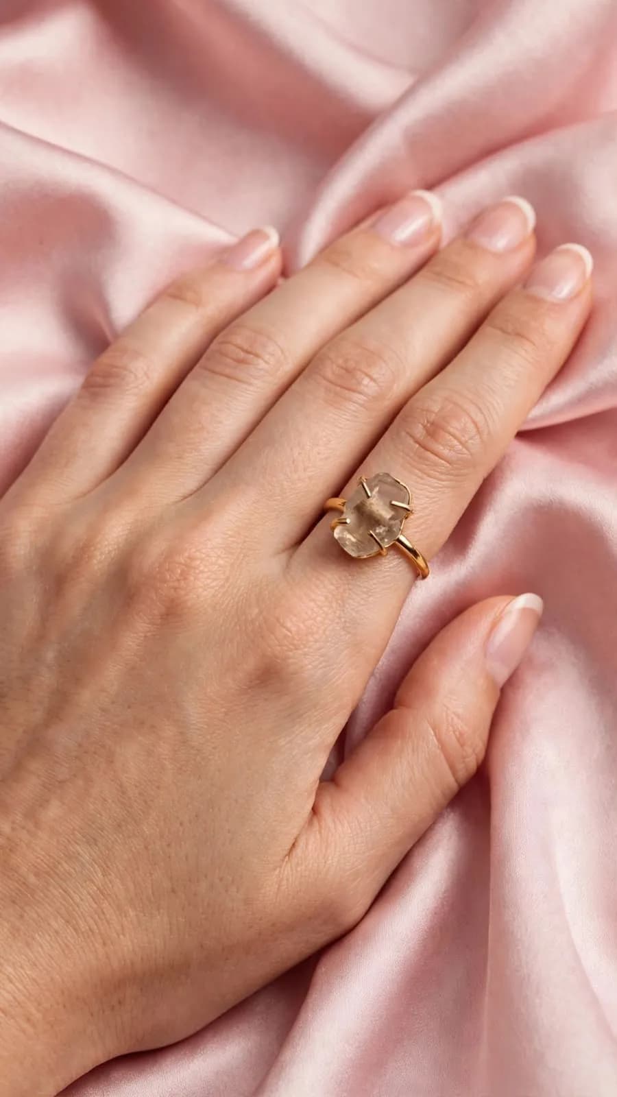 Champagne Beige Raw Crystal Ring