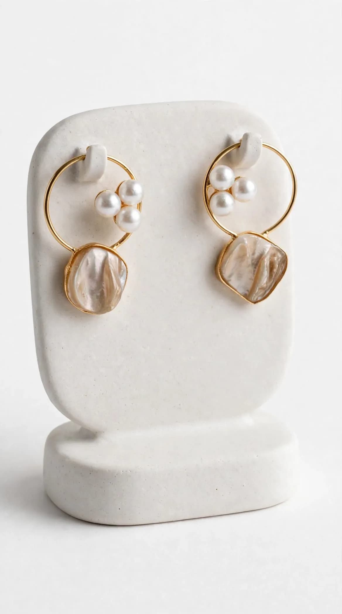 Triple Pearl Hoop Studs