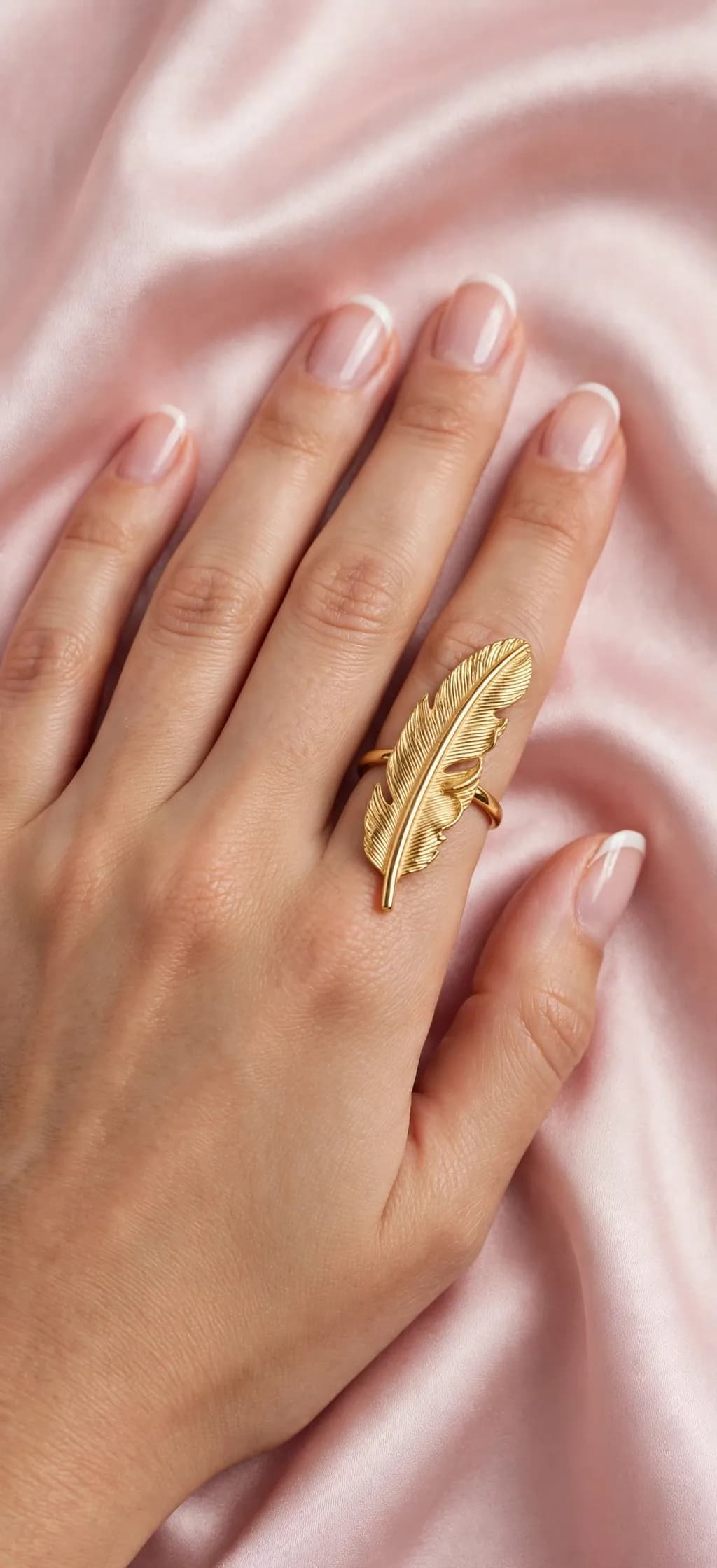 Golden Feather Long Ring