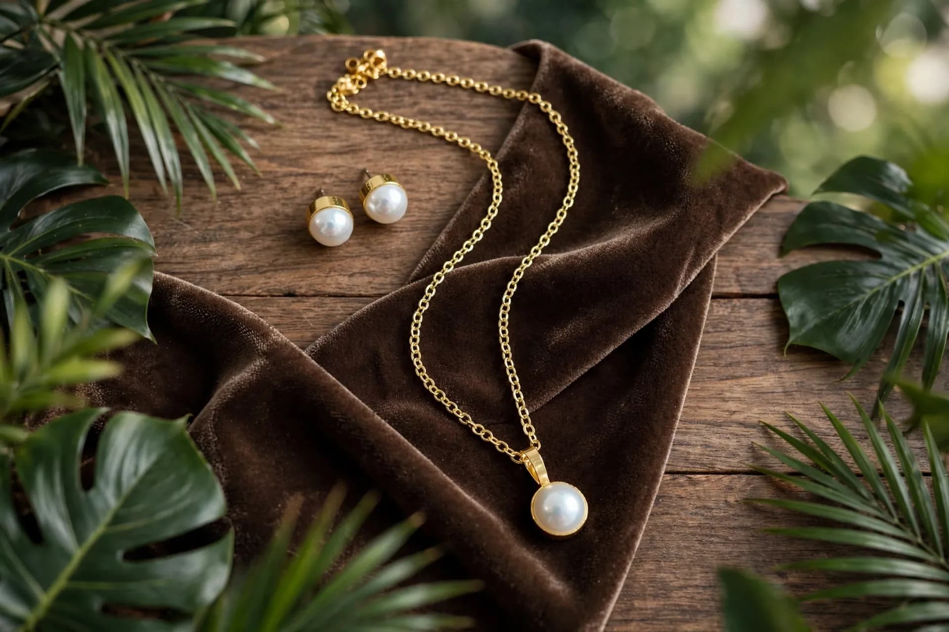 Simple Pearl Pendant Set