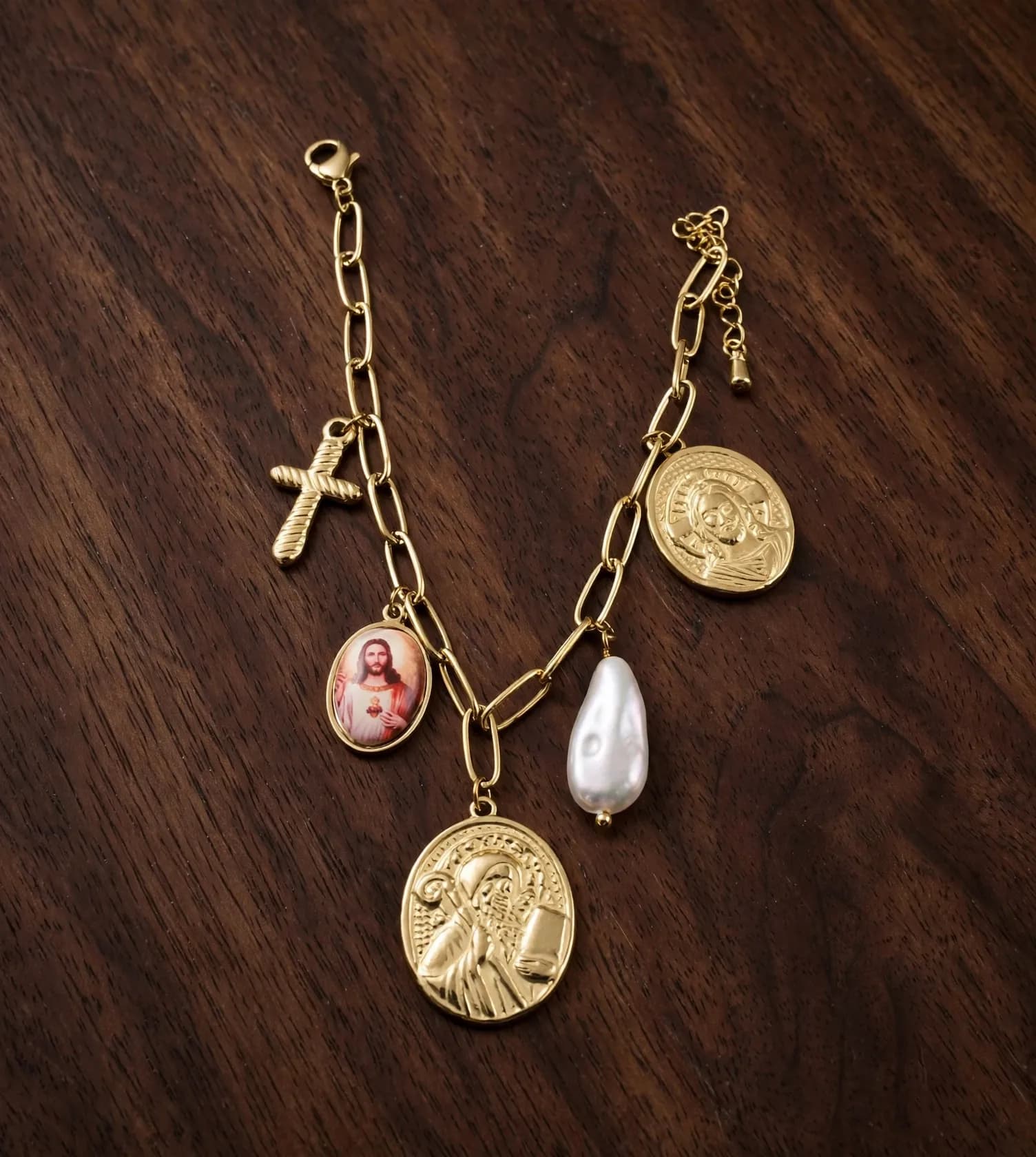 Cross & Pearl Bracelet
