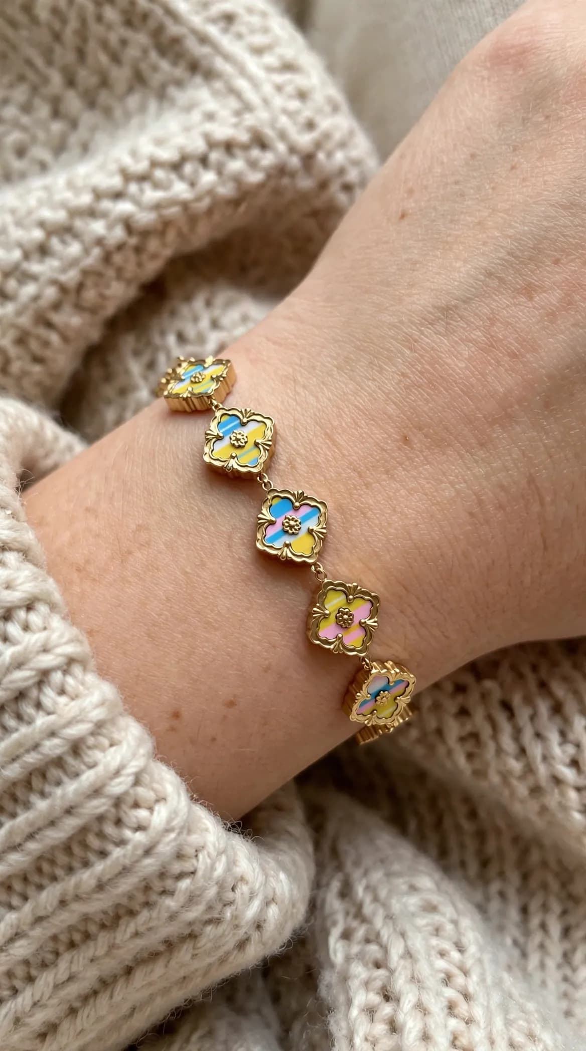 Pastel Rainbow Clover Bracelet