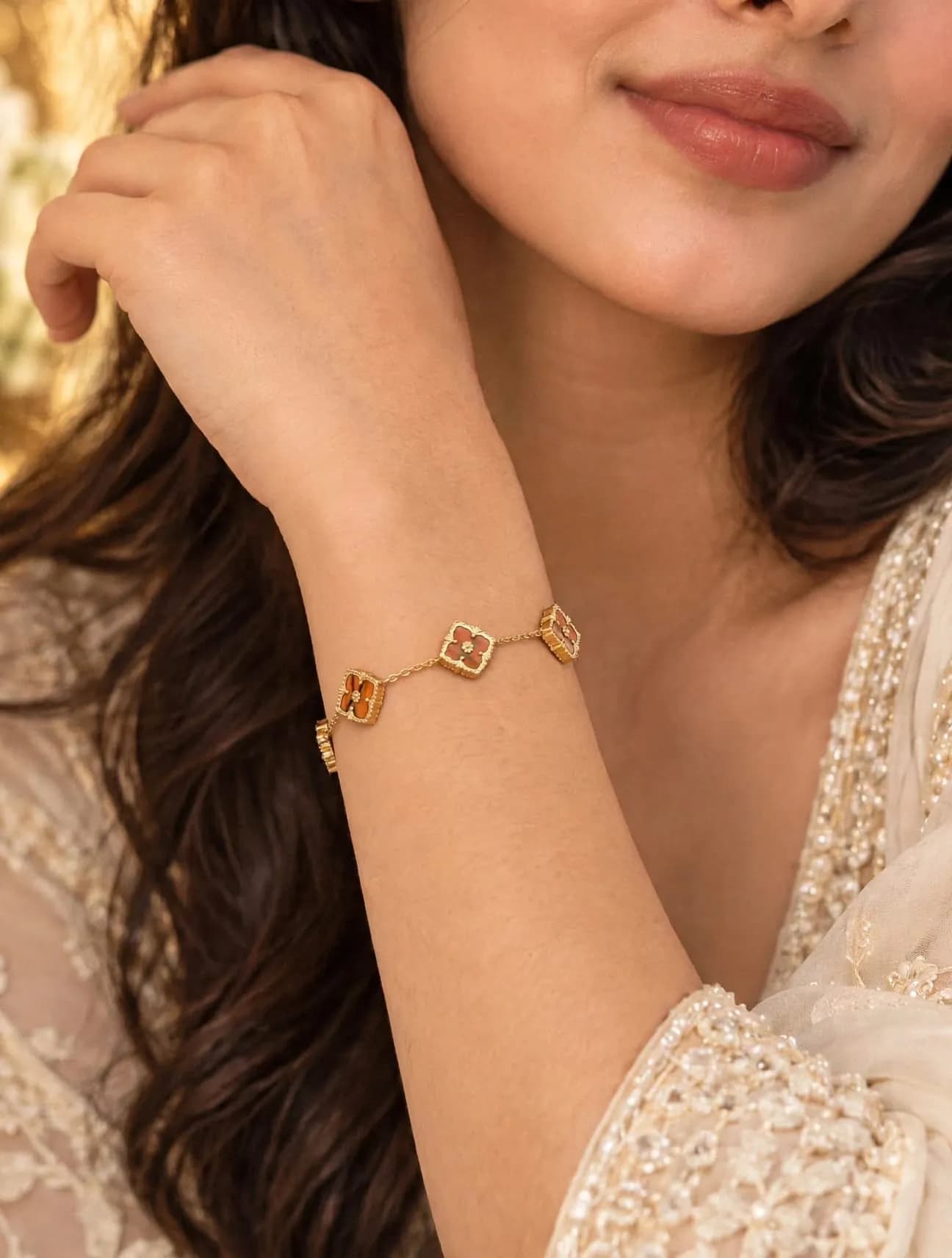 Tiger Ember 5-Clover Bracelet