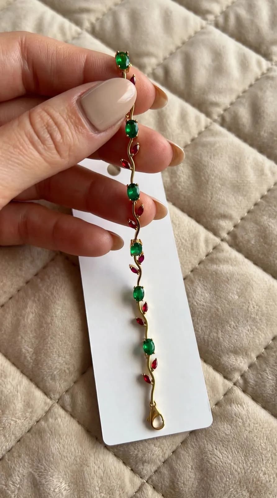 Emerald Ruby Vine Tulip Bracelet