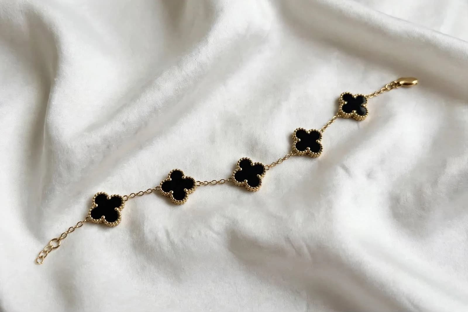 Onyx Black Clover Bracelet