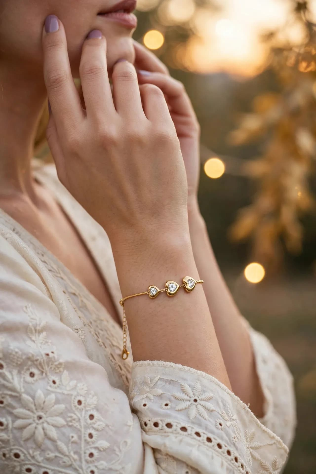 Triple Crystal Heart Bracelet