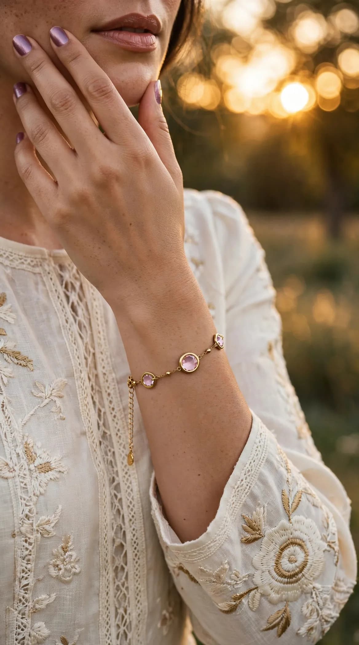 Blush Pink Crystal Station Bracelet