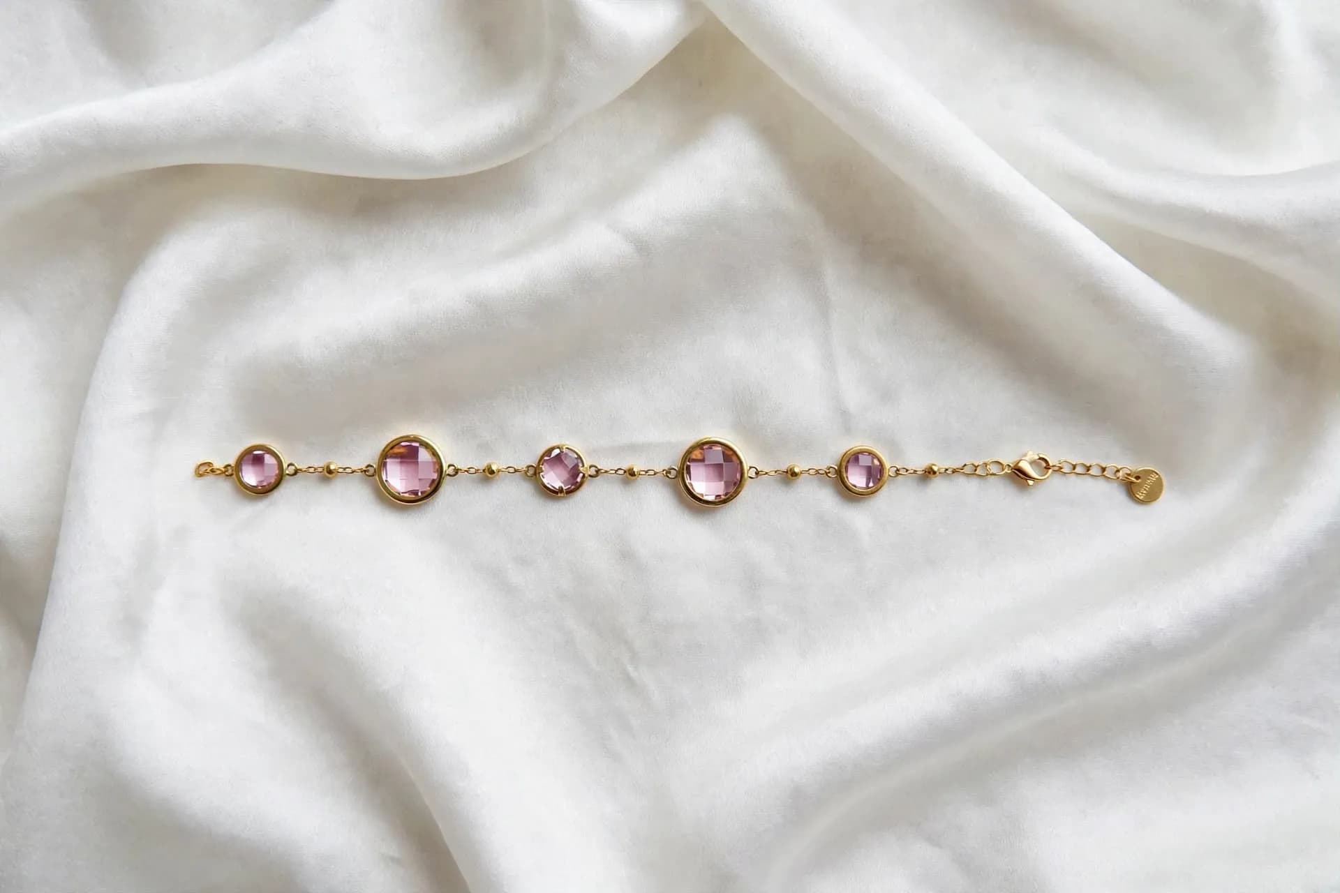 Blush Pink Crystal Station Bracelet