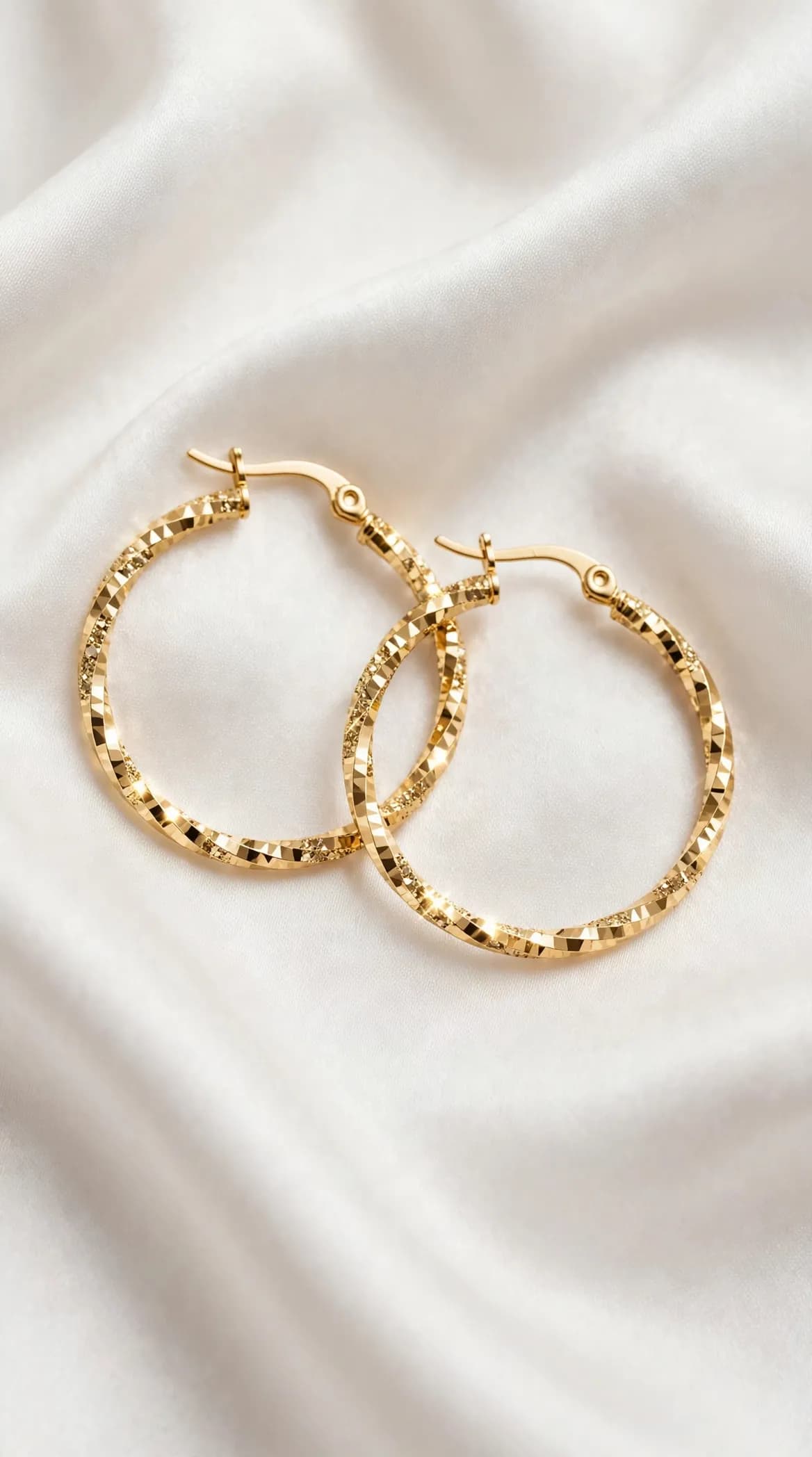 Golden Sparkle Wave Hoops