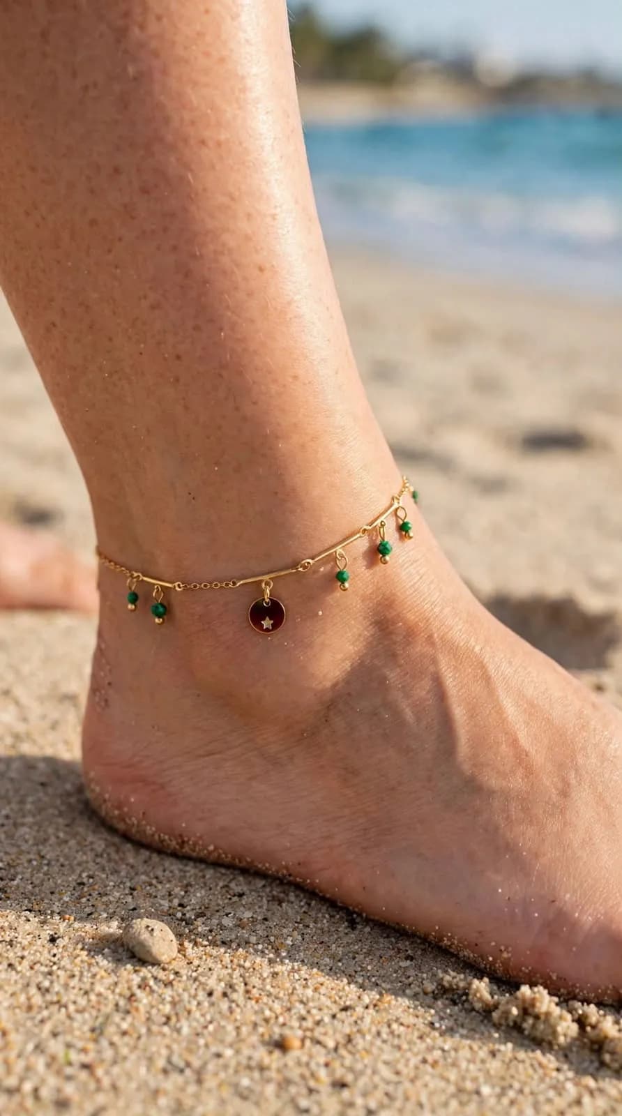 Emerald Star Coin Anklet