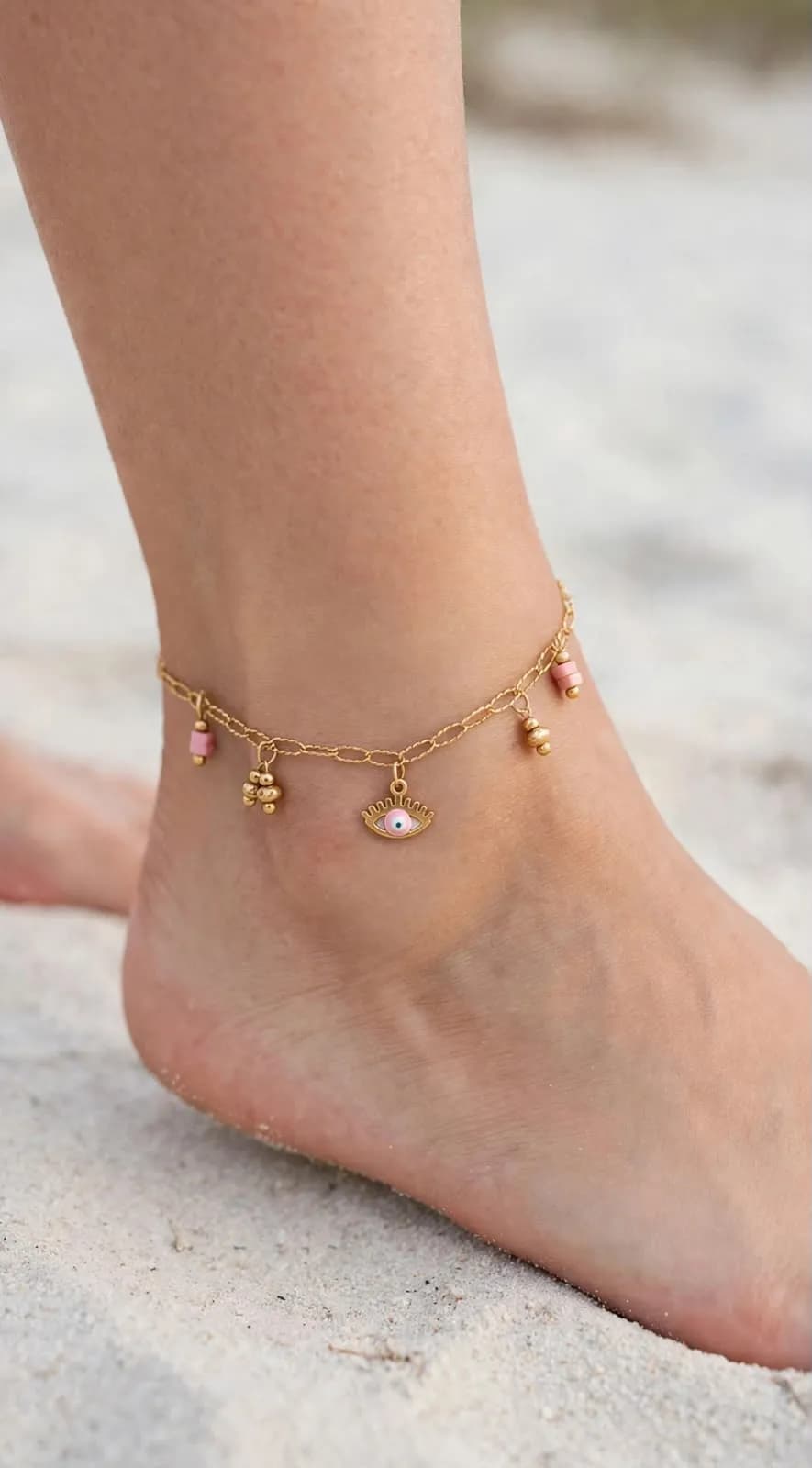 Pink Evil Eye Anklet