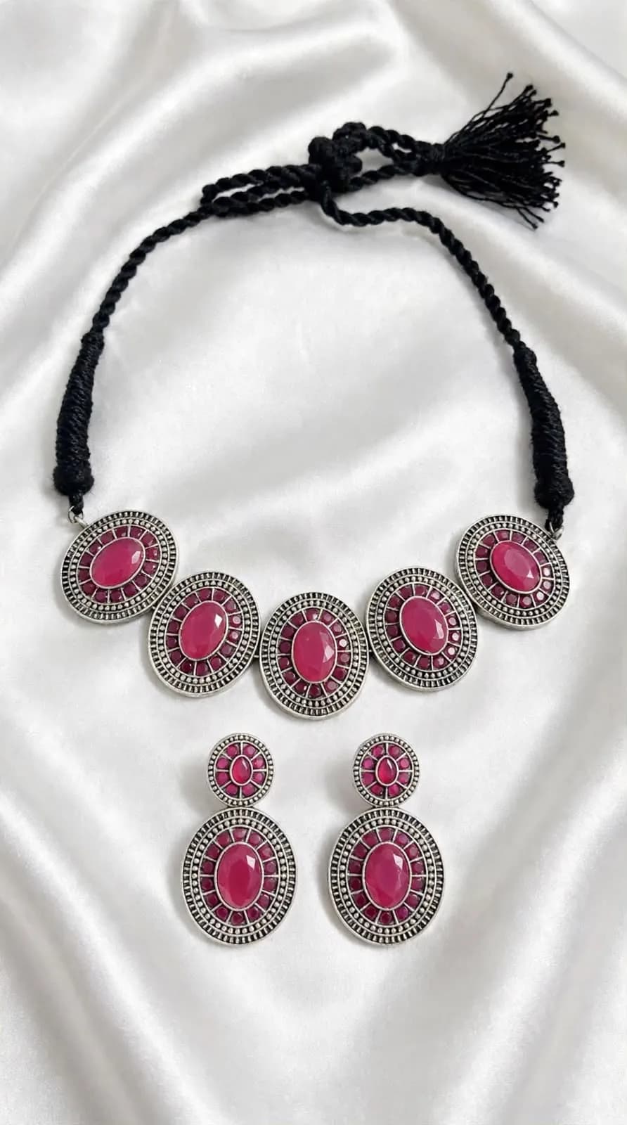 Ruby pink- Teal green- Multi color oval stone