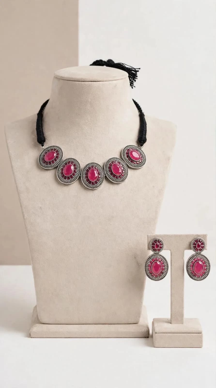 Ruby pink- Teal green- Multi color oval stone